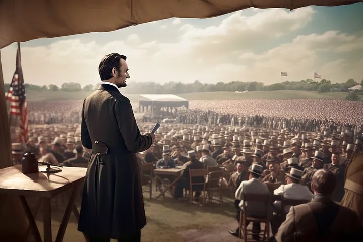 Линкълн държи реч преди битката при Гетисбърг